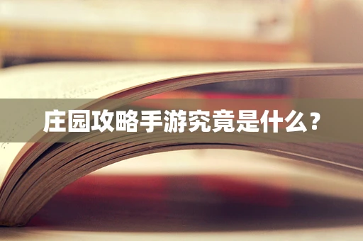 庄园攻略手游究竟是什么？